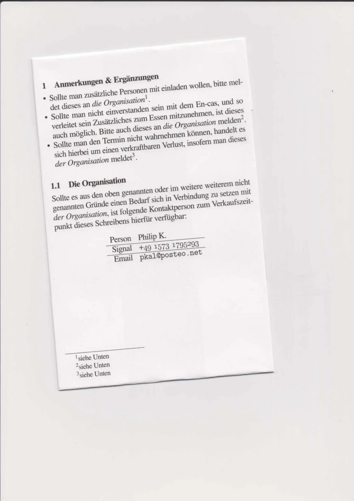 Bei Problemen an Philip wenden